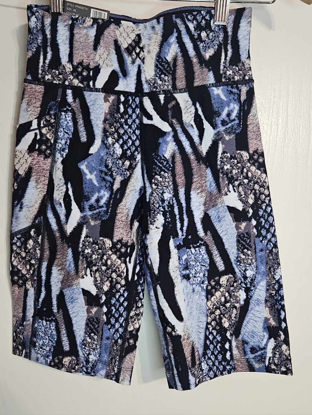 Calvin Klein Women's Abstract Print Bike Shorts in Black, Gray & Blue
